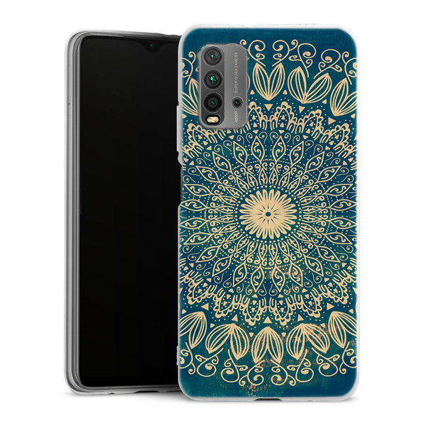 Coque pour Xiaomi Redmi 9T Blue organic boho mandala