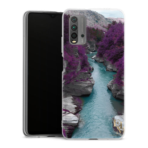 Coque Xiaomi Redmi 9T Cascade | Housse silicone, antichocs, protection optimale - Motif floral Purple