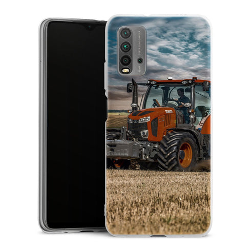 Coque Xiaomi Redmi 9T Farm Tractor Kubota | Housse silicone, antichocs, protection optimale - Motif floral Rouge