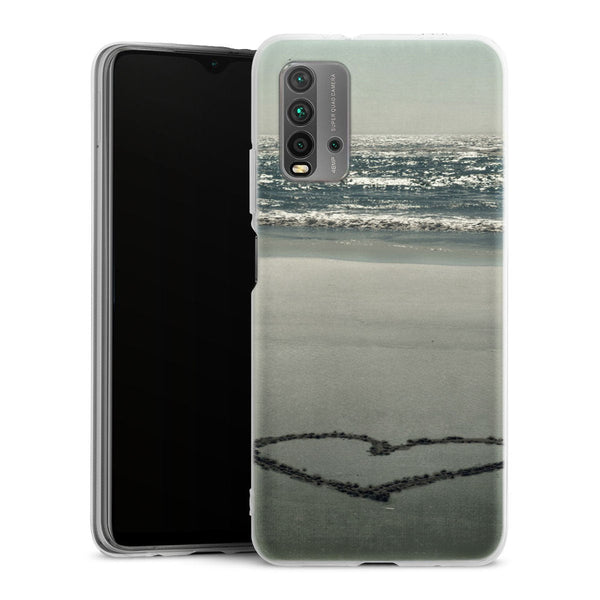 Coque Xiaomi Redmi 9T I Heart the Beach | Housse silicone, antichocs, protection optimale - Motif floral sur la Plage