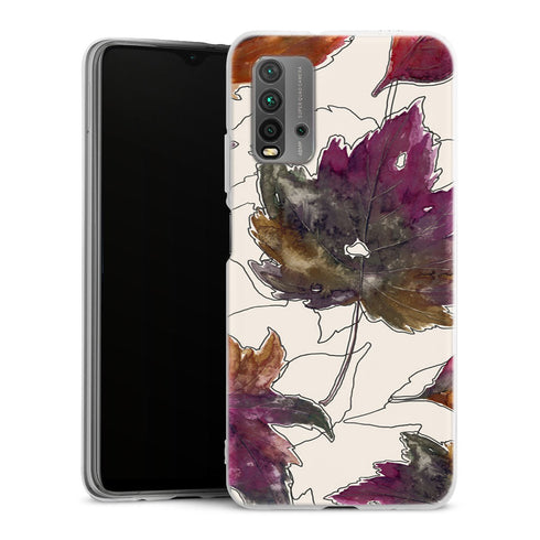 Coque Xiaomi Redmi 9T Mapple Pattern | Housse silicone, antichocs, protection optimale - Motif floral