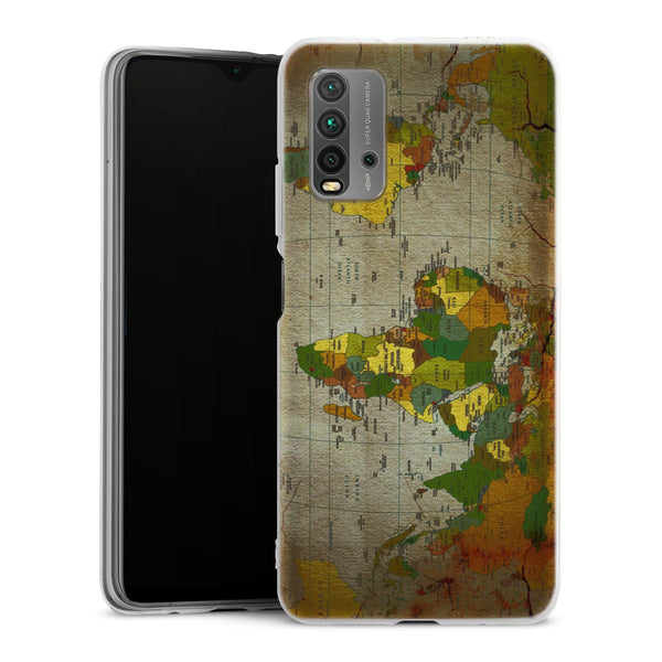Coque Xiaomi Redmi 9T Mappemonde | Housse silicone, antichocs, protection optimale - Motif floral