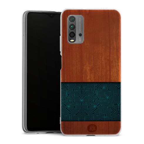Coque Xiaomi Redmi 9T Natural Wooden Wood Bamboo | Housse silicone, antichocs, protection optimale - Motif floral