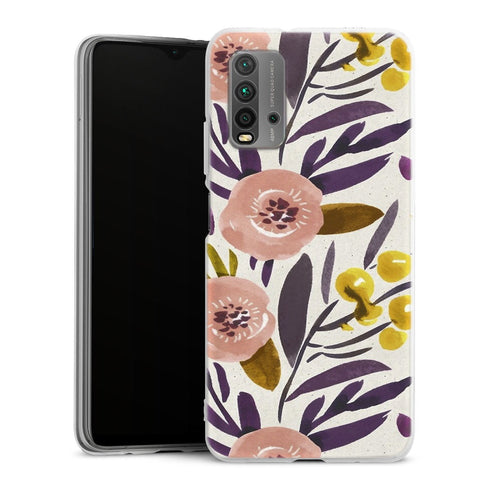 Coque Xiaomi Redmi 9T Novembre | Housse silicone, antichocs, protection optimale - Motif floral