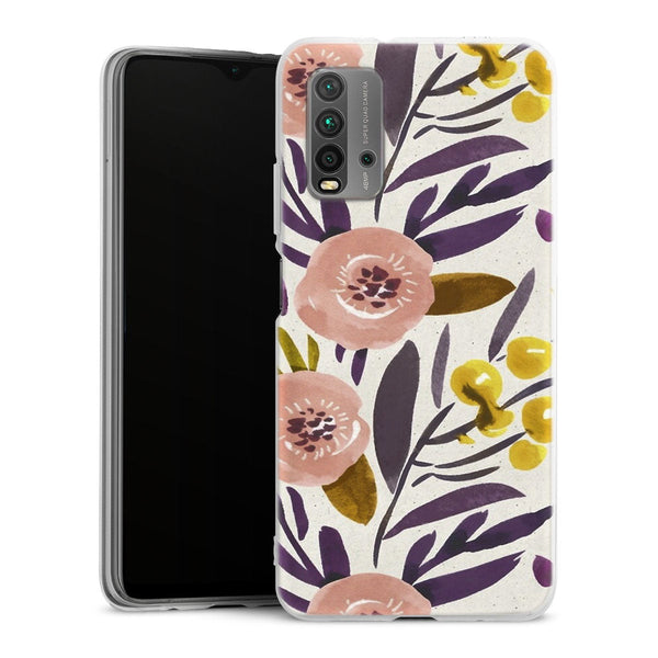 Coque Xiaomi Redmi 9T Novembre | Housse silicone, antichocs, protection optimale - Motif floral