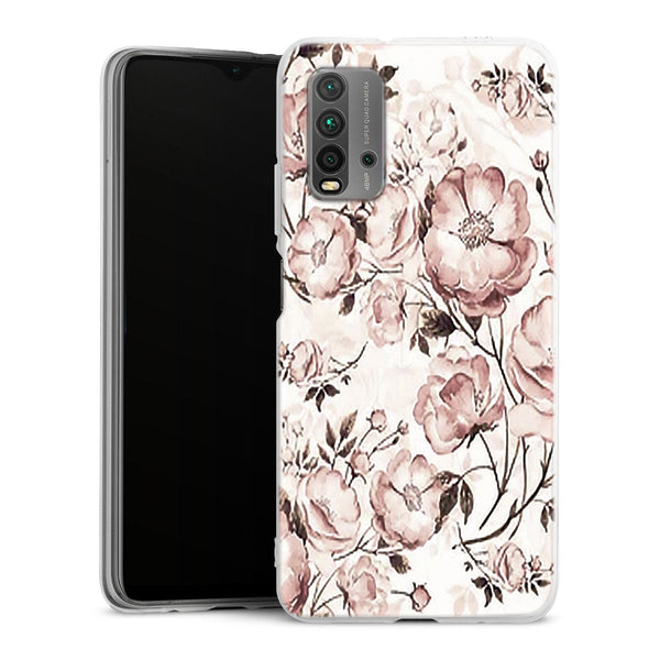 Coque Xiaomi Redmi 9T Roses et pivoines victoriennes | Housse silicone, antichocs, protection optimale - Motif floral
