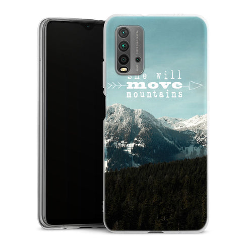 Coque Xiaomi Redmi 9T She Will Move Mountains | Housse silicone, antichocs, protection optimale - Motif floral