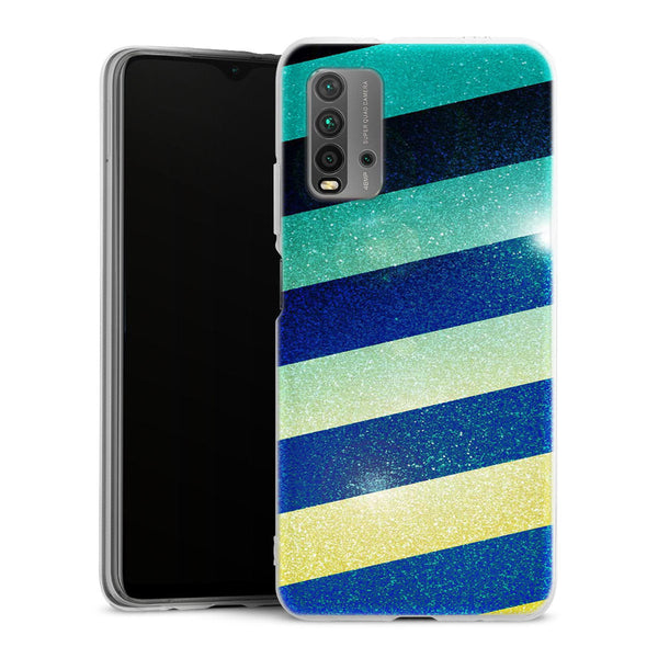 Coque pour Xiaomi Redmi 9T Striped colorful glitter