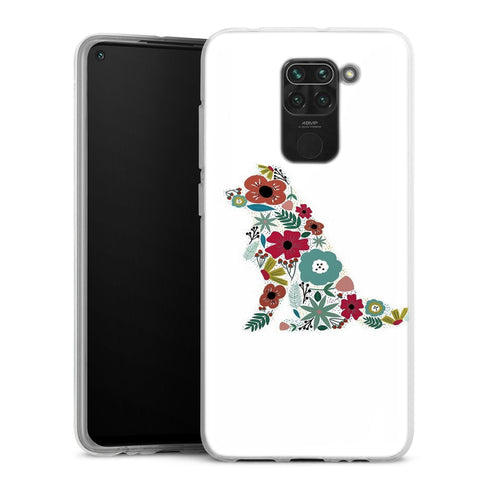 Coque Xiaomi Redmi Note 9 Border Collie floral | Housse silicone, antichocs, protection optimale - Motif floral et Chien