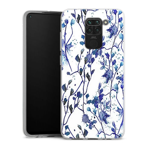 Coque Xiaomi Redmi Note 9 Branches Bleues | Housse silicone, antichocs, protection optimale - Motif floral