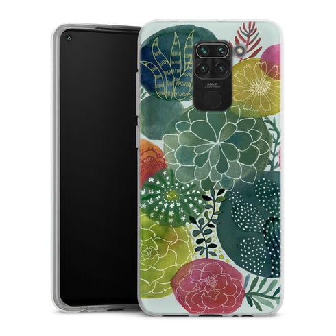 Coque Xiaomi Redmi Note 9 Cercles Succulents | Housse silicone, antichocs, protection optimale - Motif floral