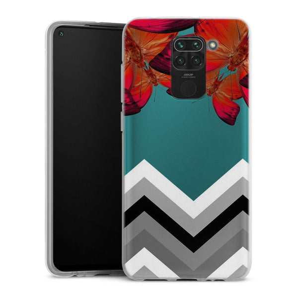 Coque pour Xiaomi Redmi Note 9 Papillon Aurore et Chevrons