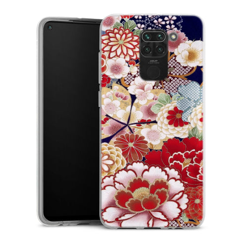 Coque Xiaomi Redmi Note 9 fleurs japonais antiques | Housse silicone, antichocs, protection optimale - Motif floral