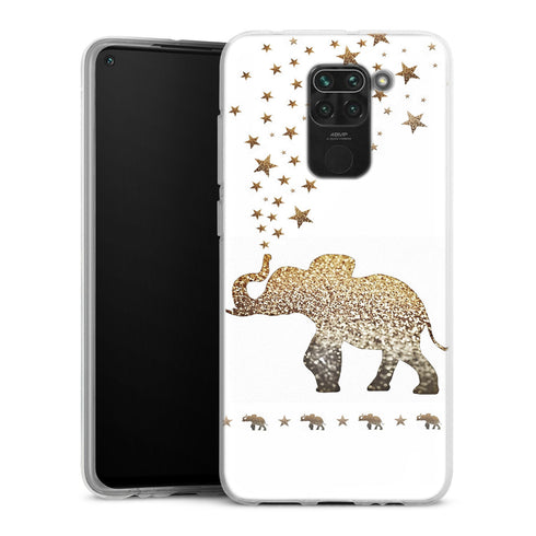 Coque Xiaomi Redmi Note 9 Gatsby gold glitter elephant