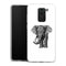 Coque Xiaomi Redmi Note 9 Noir dessin Blanc Elephant
