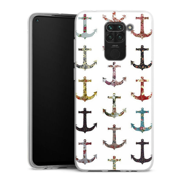 Coque Xiaomi Redmi Note 9 Pattern Ancre floral avec rose | Housse silicone, antichocs, protection optimale - Motif floral