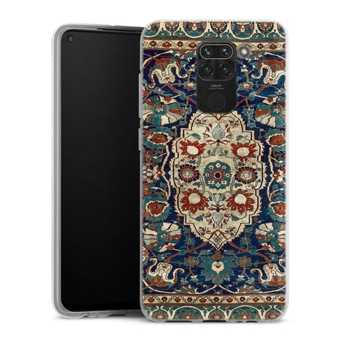 Coque Xiaomi Redmi Note 9 Tapis en soie persan Heriz ou Tabriz | Housse silicone, antichocs, protection optimale - Motif floral