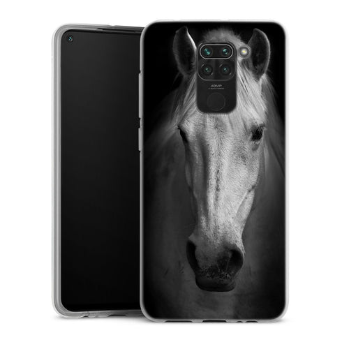 Coque Xiaomi Redmi Note 9 Tete de Cheval Noir et Blanc