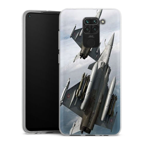 Coque Xiaomi Redmi Note 9 Avion rafale en vol | Housse Antichoc Silicone Souple, Ultra Fine, Protection intégrale, Motif Vehicule Armée