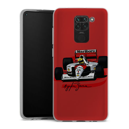 coque telephone Redmi Note 9 originale Ayrton Senna Formule 1 King | Housse Antichoc Silicone Souple, Ultra Fine, Protection intégrale, Motif Vehicule Sport