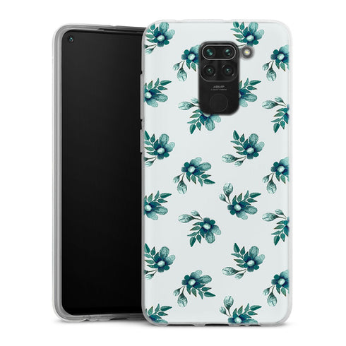 Coque Xiaomi Redmi Note 9 Blue Flowers | Housse silicone, antichocs, protection optimale - Motif floral bleu