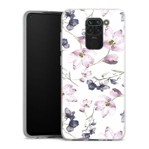 Coque Xiaomi Redmi Note 9 fleurs aquarelles | Housse silicone, antichocs, protection optimale - Motif floral Pastel