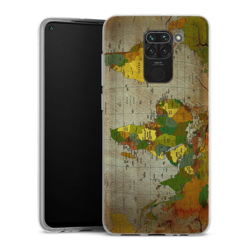 Coque Xiaomi Redmi Note 9 Mappemonde | Housse silicone, antichocs, protection optimale - Motif floral