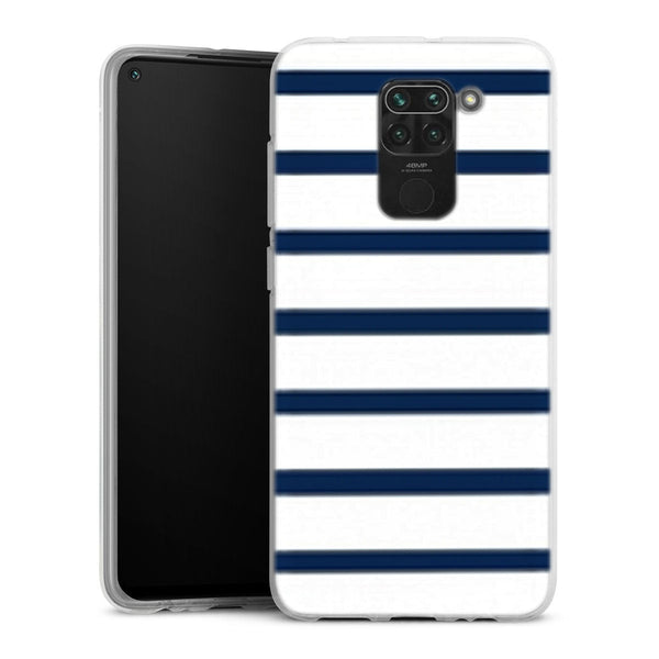Coque pour Xiaomi Redmi Note 9 Bandes Mariniere Noires Blanches
