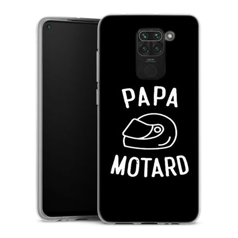 Coque Xiaomi Redmi Note 9 Papa Motard Passion | Housse Antichoc Silicone Souple, Ultra Fine, Protection intégrale, Motif Vehicule