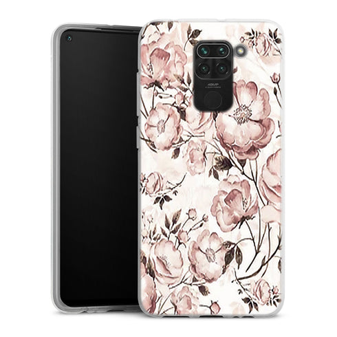 Coque Xiaomi Redmi Note 9 Roses et pivoines victoriennes | Housse silicone, antichocs, protection optimale - Motif floral