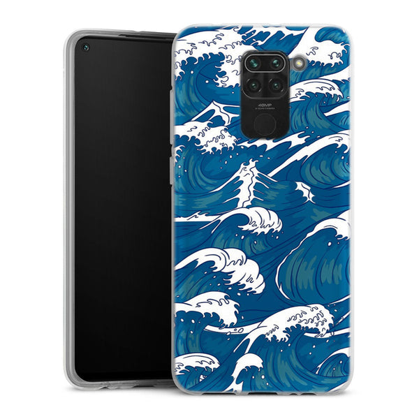Coque Xiaomi Redmi Note 9 Storm Waves Seamless Pattern Ocean | Housse silicone, antichocs, protection optimale - Motif floral