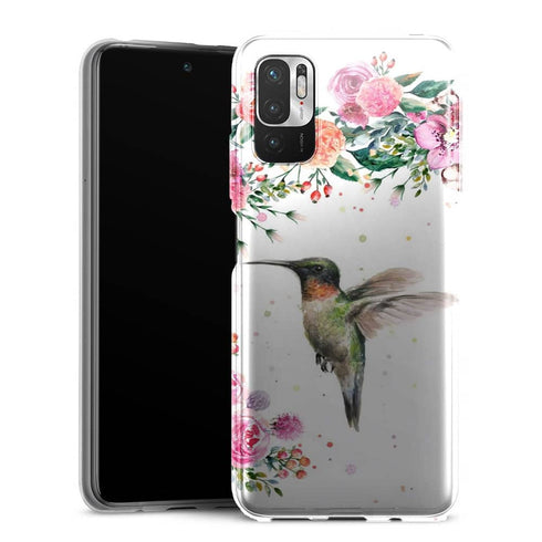 Coque Xiaomi Note 10 5G Colibri et fleurs aquarelle