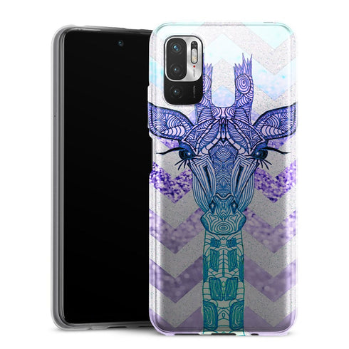 Coque Xiaomi Redmi Note 10 5G Glitter Girafe Bleu