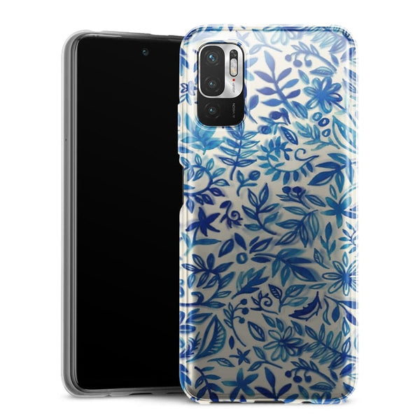 Coque Xiaomi Note 10 5G Jardin flottant motif aquarelle en bleu
