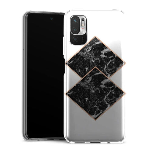 Coque Xiaomi Redmi Note 10 5G Marbre noir diamant or rose dore