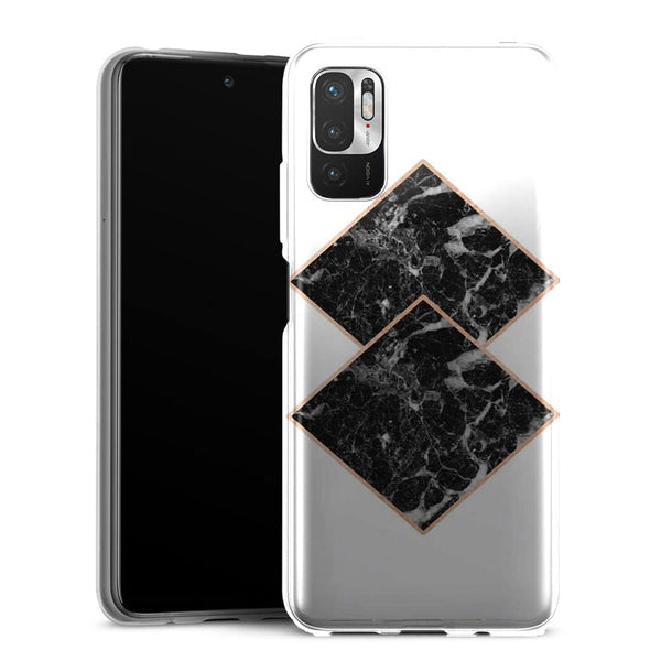 Coque Xiaomi Redmi Note 10 5G Marbre noir diamant or rose dore