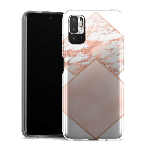 Coque Xiaomi Redmi Note 10 5G Marbre rose or rose blush doux