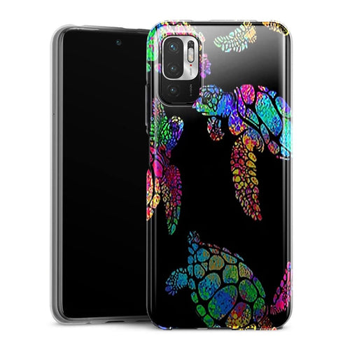 Coque Xiaomi Note 10 5G Tortue de mer avec des fleurs