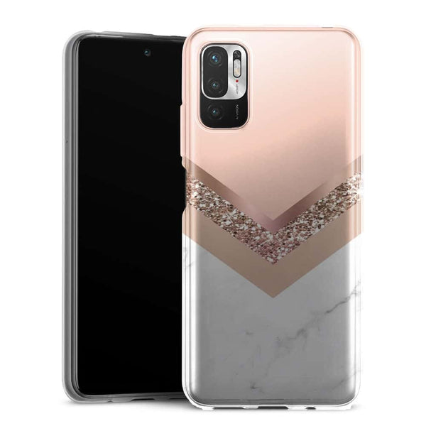 Coque Xiaomi Redmi Note 10 5G Triangle en or rose et marbre