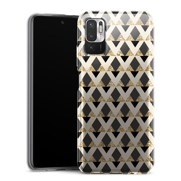 Coque Xiaomi Redmi Note 10 5G Glitter triangles in gold black and nude