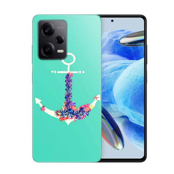 Coque Xiaomi Note 12 Pro ancre florale turquoise