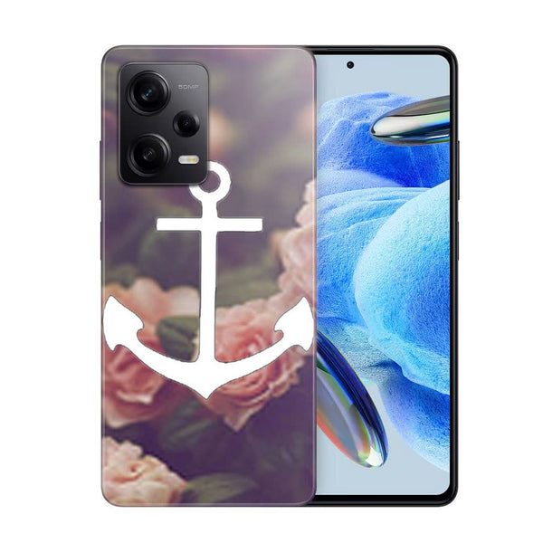 Coque Xiaomi Note 12 Pro ancre florale fond de roses