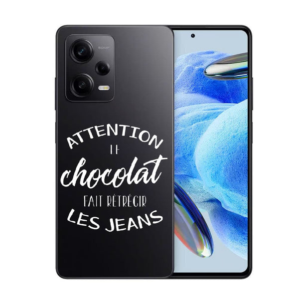 Coque Xiaomi Redmi Note 12 Pro Attention le Chocolat fait retrecir les jeans
