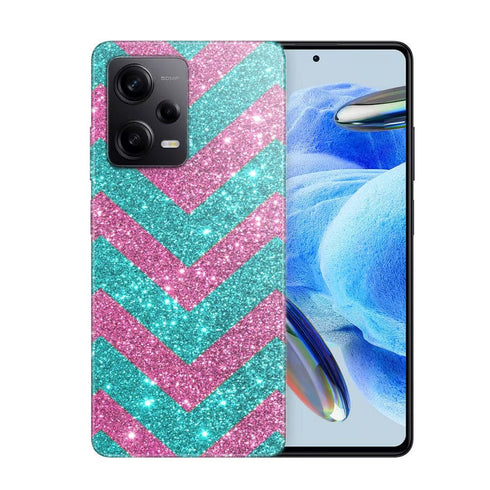 Coque Xiaomi Redmi Note 12 Pro Chevrons Strass Violet Rose