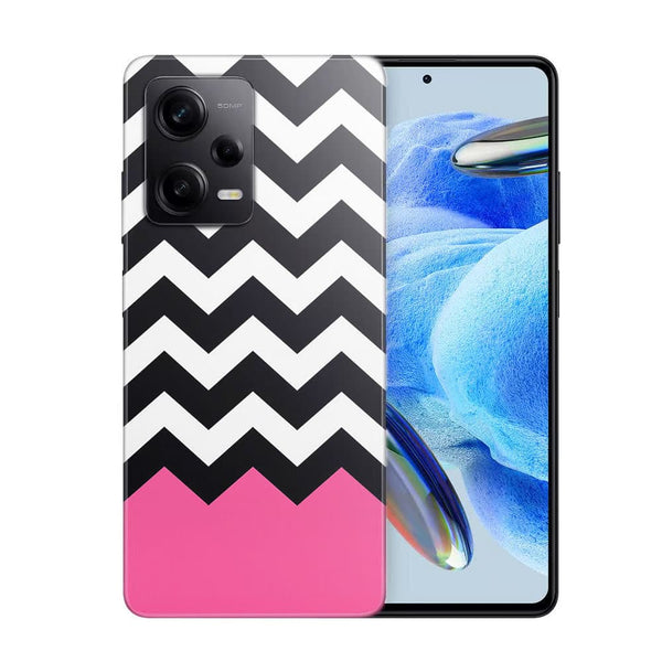 Coque Xiaomi Redmi Note 12 Pro Chevrons Colorés Rose et Noir