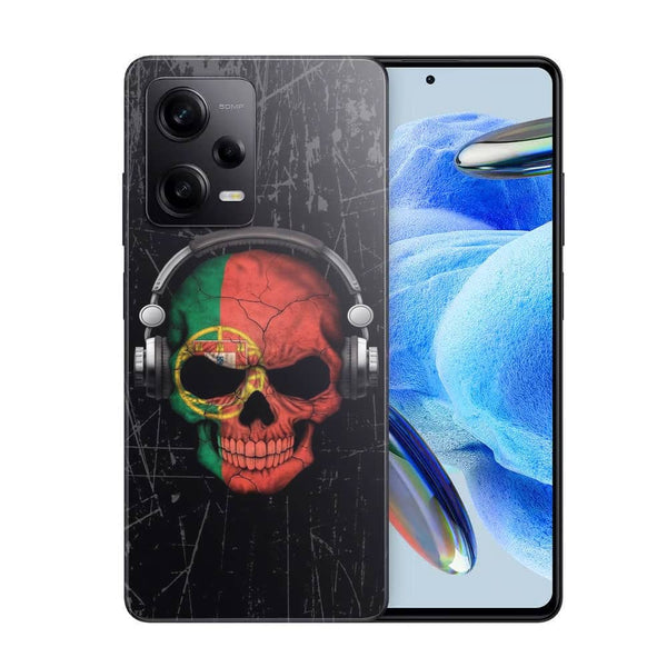 Coque Xiaomi Redmi Note 12 Pro Dj Skull avec drapeau portugais