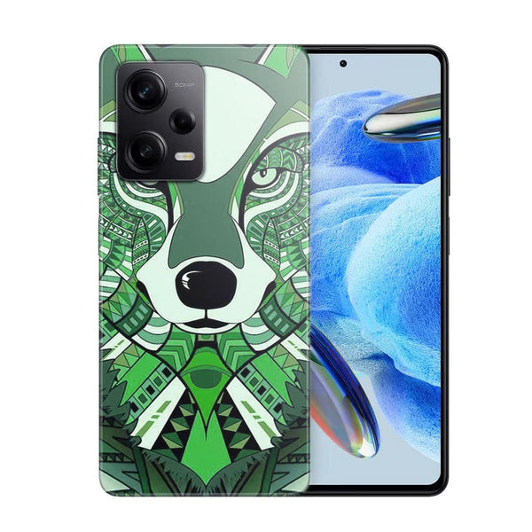 Coque Xiaomi Redmi Note 12 Pro Loup Vert Azteque
