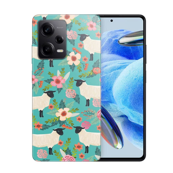 Coque Xiaomi Note 12 Pro Motif Floral de sanctuaire de ferme de moutons