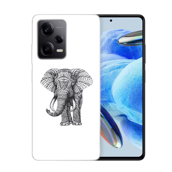 Coque Xiaomi Redmi Note 12 Pro Noir dessin Blanc Elephant