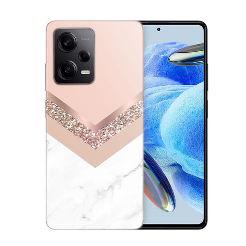 Coque Xiaomi Redmi Note 12 Pro Triangle en or rose et marbre